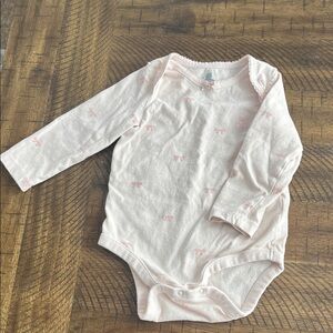 Baby Gap Pink bow Long Sleeve Baby Onesie